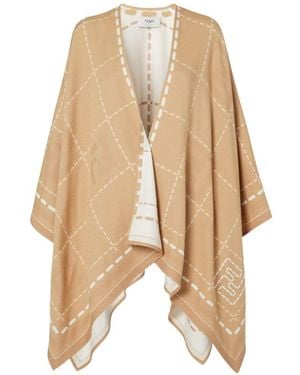 Fendi Wool Poncho - Natural
