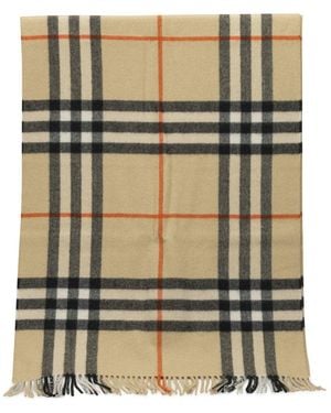 Burberry "Check" Fringed Scarf - Natural