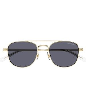 Montblanc Sonnenbrille MB0363 S 004 Gold/Blau Herren - Grau