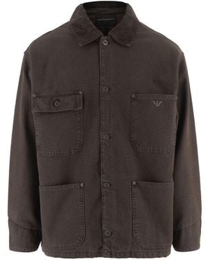 Emporio Armani Cotton Caban Coat - Brown