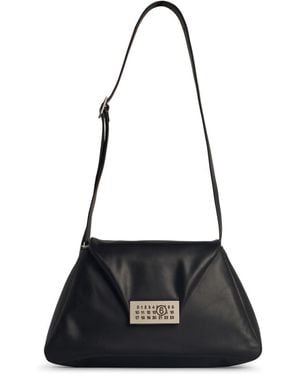 MM6 by Maison Martin Margiela 'Numeric' Black Lear Crossbody Tasche - Schwarz