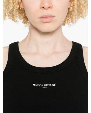Maison Kitsuné Logo Cotton Tank Top - Black