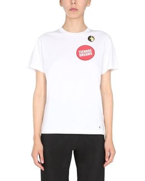 Raf Simons Crew Neck T-Shirt With Graphic Patches - White