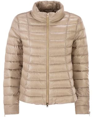 Herno Ultraleichte Daunenjacke aus Satin mit ausgestelltem Rücken - Natur