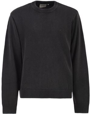 Carhartt Pull ras du cou en coton avec logo brodé - Noir
