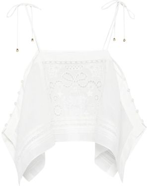 Self-Portrait Embroidered Top - White