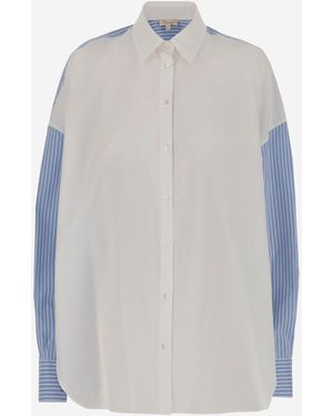HER SHIRT HER DRESS Ihr Hemd -Baumwoll- und Seidenhemd mit gestreiftem Muster - Weiß