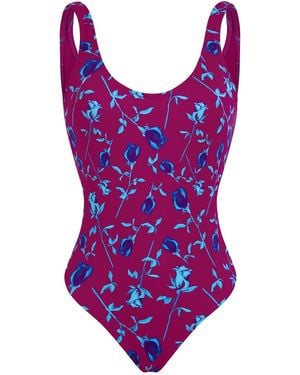 Vilebrequin Maillot De Bain Une Pièce À Imprimé Floral Et Décolleté Profond - Violet