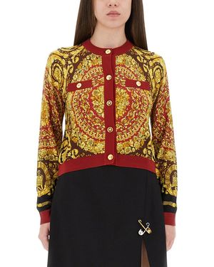 Versace Baroque Silk Knit Cardigan - Schwarz