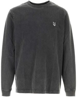 Maison Kitsuné Charcoal Cotton T Shirt - Gray