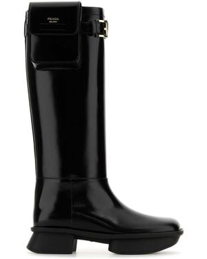 Prada Leather Boots - Black