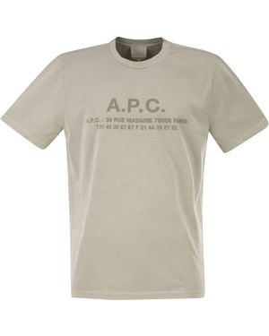 A.P.C. Organic Cotton T Shirt With Logo Print - White