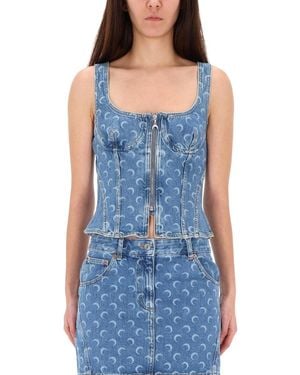 Marine Serre Top "Bustier" - Blue