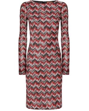 Missoni Midi Dress With Chevron Pattern - Red