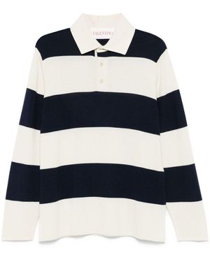 Valentino Ecru Kurzarm-Button-Polohemd - Blau