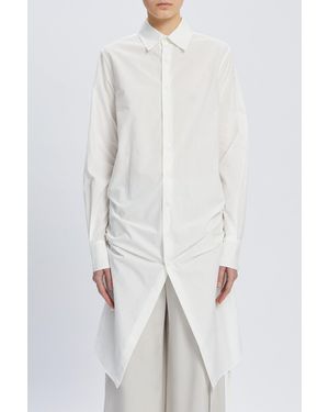 Ann Demeulemeester Sandrina High Comfort Shirt With Drawstrings And "Script" Print - White