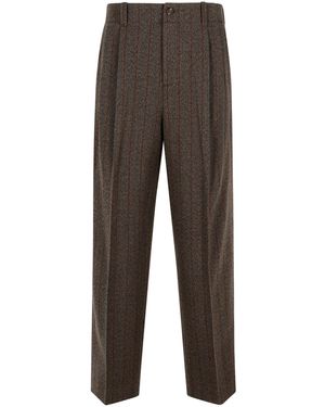 Golden Goose Pantalones de lana de vírgenes de oro marrón dorado - Gris