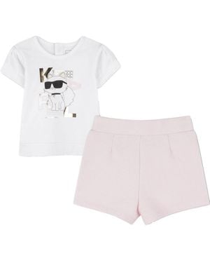 KARL LAGERFELD T-Shirt With Shorts Set - Pink