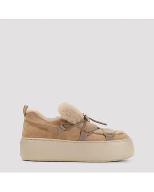 Roger Vivier Viv' Up Shearling Platform Sneakers - Natural