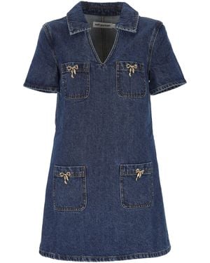 Self-Portrait Zelfportret Blue Cotton Midi -jurk - Blauw