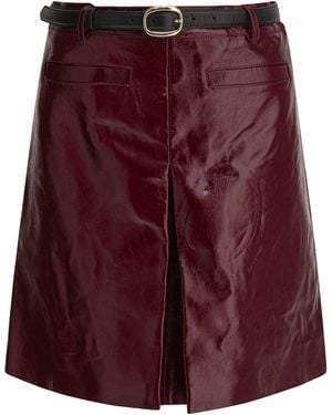 Self-Portrait Leather Miniskirt - Purple