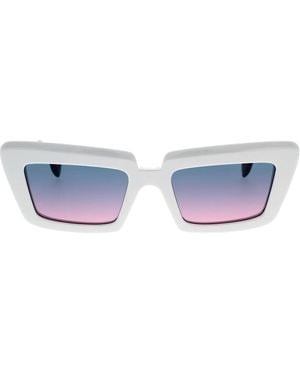 Retrosuperfuture Coccodrillo Weiße Sonnenbrille - Blau