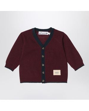 Bonpoint Burgundy Wool Cardigan - Red