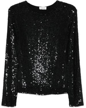 P.A.R.O.S.H. Blouse Met Pailletten En Lange Mouwen - Zwart
