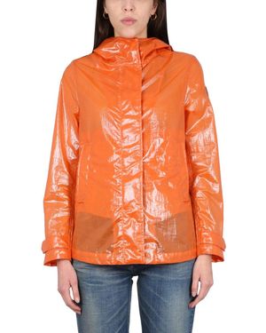 Colmar Glossy Waxed Jacket With High Neck - Orange