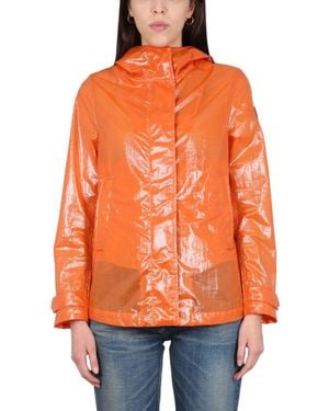 Colmar Glossy Waxed Jacket With High Neck - Orange