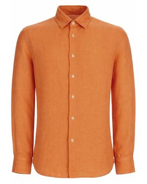 120% Lino Linen Mini Shirt For - Orange