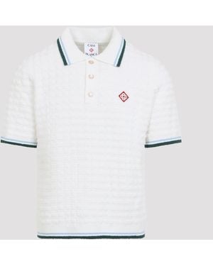 CASABLANCA Boucle Short-Sleeve Knitted Polo - White