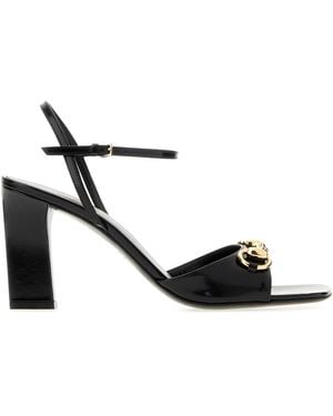 Gucci Black Leather Signora Sandals - White