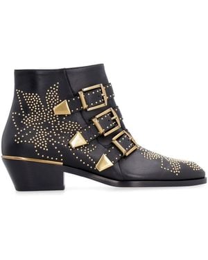 Chloé Boots Susanna Nappa Leather Black Rivets Gold