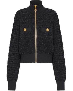 Balmain Tweed Bomber Jacket - Black