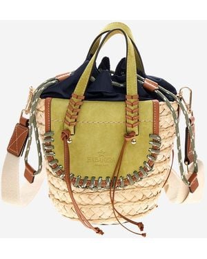 CUBA LAB Habanera Leather And Rafia Bag - Metallic
