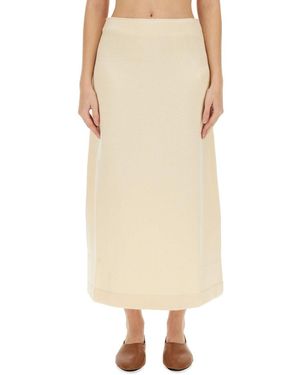 Jil Sander Wool Midi Skirt - Natural