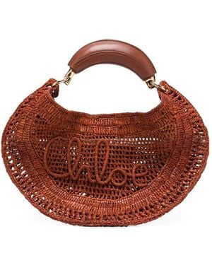 Chloé Summer Banana Rafia Hobo-Tasche - Braun