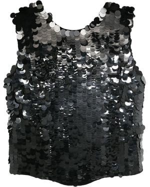 P.A.R.O.S.H. Glass Sequin Embellished Blouse - Black