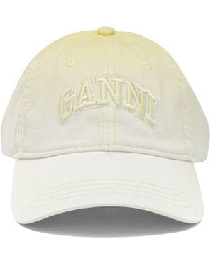 Ganni Baseball Cap With Logo - White