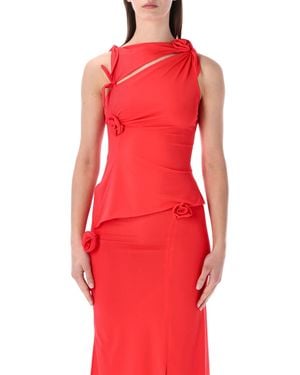 Coperni Asymmetric Flower Knot Top - Red