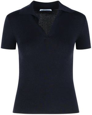 Max Mara 'Albero' Dark Virgin Wool Polo Shirt - Black