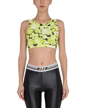 MSGM Floral Round Neck Top - Green