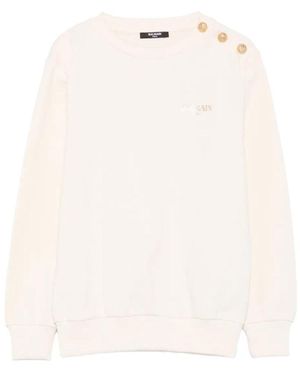 Balmain Sweatshirt With Logo - Natural