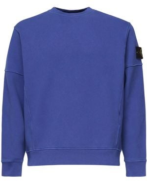 Stone Island Sweatshirt Mit Blauem Flammeneffekt Und Rundhalsausschnitt