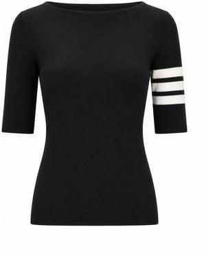 LA ROSE 3/4 Merino Wool Knitwear - Black