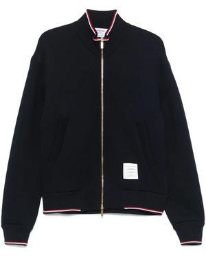 Thom Browne – Übergroße Jacke mit Trichterhals und Reißverschluss und RWB-Streifen aus dickem Loopback - Schwarz