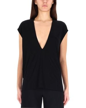 Rick Owens Solid V Neck Top - Black