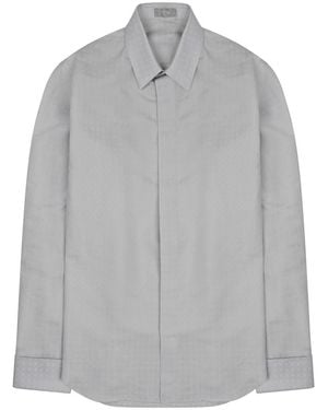 Dior Silk-Cotton Button-Up Shirt - Gray