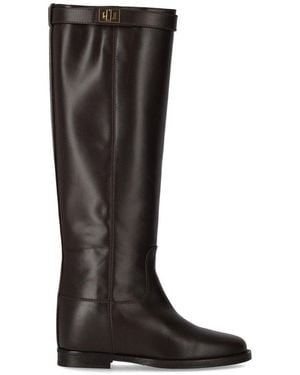 Via Roma 15 Santa Monica Dark High Boot With Padlock - Black